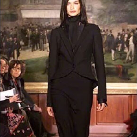 Ralph Lauren Made in Italy Black Cropped Tuxedo Gail Tailcoat - Picture 6 of 16